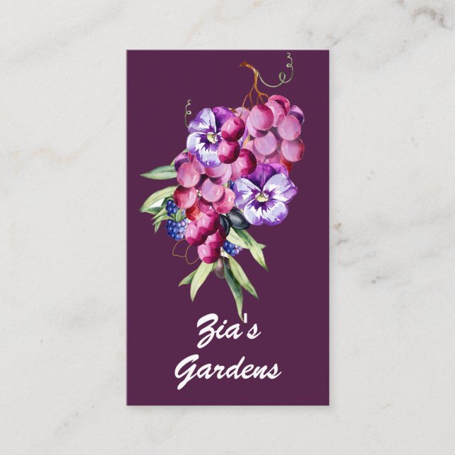 Carte De Visite Raisins botaniques, baies et fleurs (Devant)