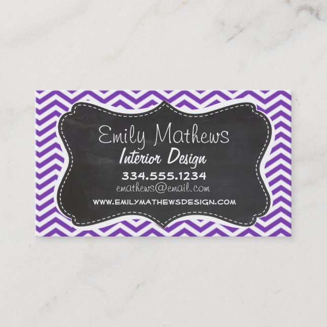 Carte De Visite Raisins Chevron violet de raisin ; aspect tableau (Devant)