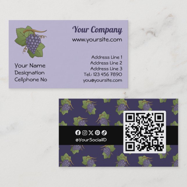 Carte De Visite Raisins de Lilac (Devant / Derrière)