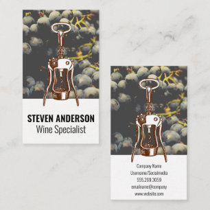 Carte De Visite Raisins de vin   Ouverture de vin