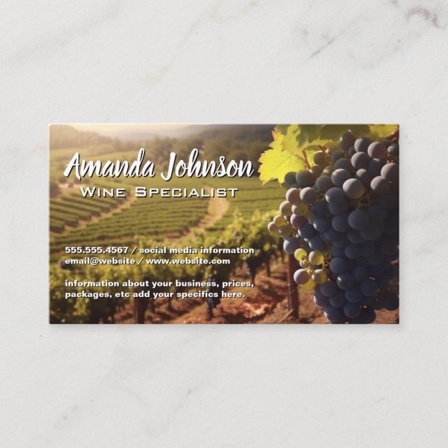 Carte De Visite Raisins de vin sur la vigne | Vignoble (Devant)