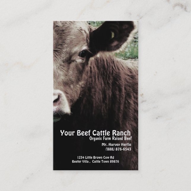 Carte De Visite Ranch principal de boeuf de vache (Devant)