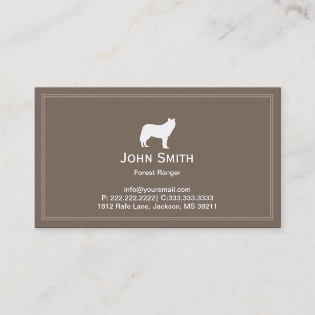 Carte De Visite Ranger forestier professionnel Grey Wolf  (Devant)