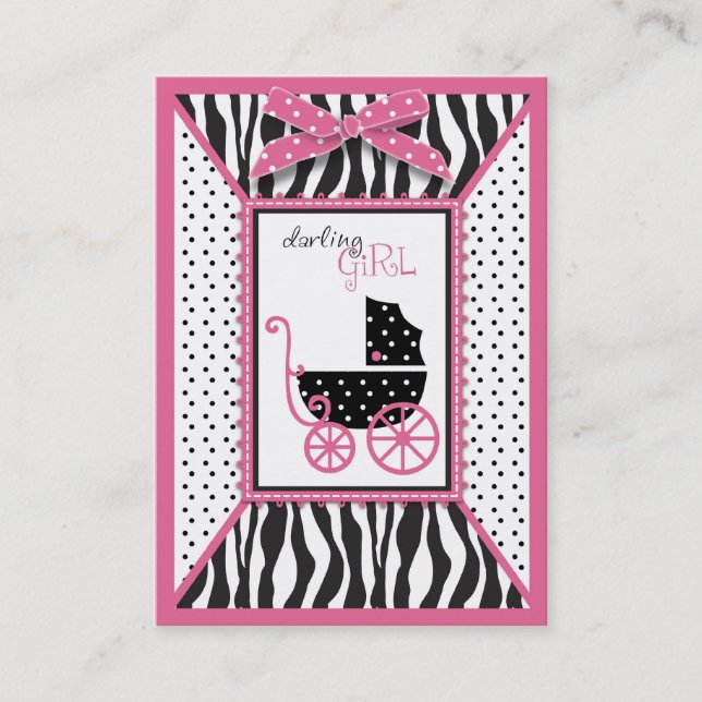 Carte De Visite Rappel de baby shower d'impression de zèbre et de (Devant)
