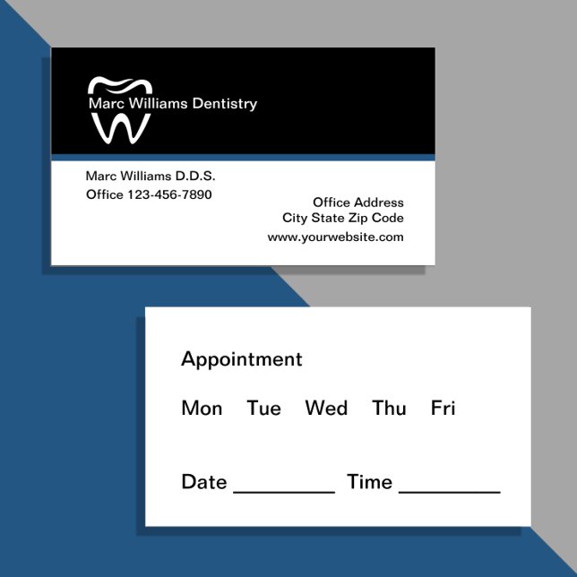 Carte De Visite Rappel de nomination d'un dentiste moderne (Créateur téléchargé)