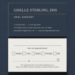 Carte De Visite Rappel de rendez-vous au cabinet de chirurgie bucc