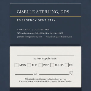 Carte De Visite Rappel de rendez-vous au cabinet de dentisterie d'