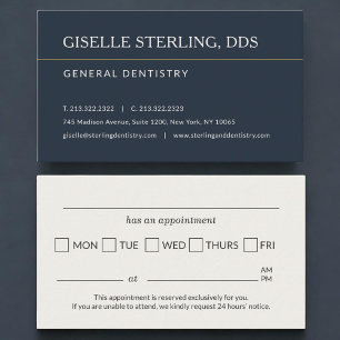 Carte De Visite Rappel de rendez-vous au cabinet de dentisterie de