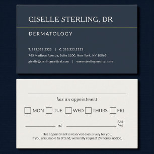 Carte De Visite Rappel de rendez-vous au cabinet de dermatologie