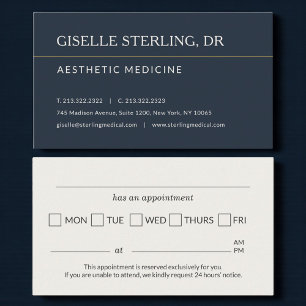 Carte De Visite Rappel de rendez-vous au cabinet de médecin esthét