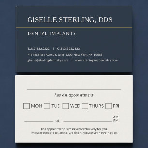 Carte De Visite Rappel de rendez-vous au cabinet pour implants den