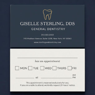 Carte De Visite Rappel de rendez-vous de dentisterie dentaire
