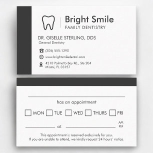 Carte De Visite Rappel de rendez-vous de dentisterie dentaire mode