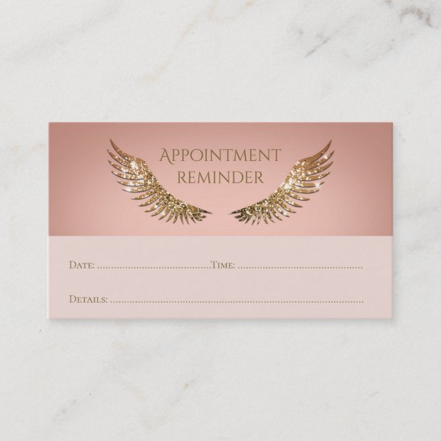 Carte De Visite Rappel de rendez-vous Gold Sparkle Lashes Rose (Devant)