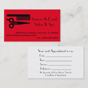 Carte De Visite Rappel de rendez-vous pour coiffeur professionnel