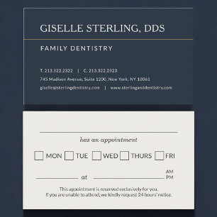 Carte De Visite Rappel de rendez-vous pour le cabinet de dentister