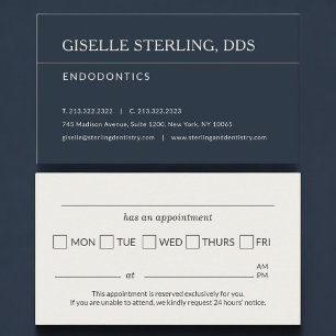 Carte De Visite Rappel de rendez-vous pour le cabinet d'endodontie