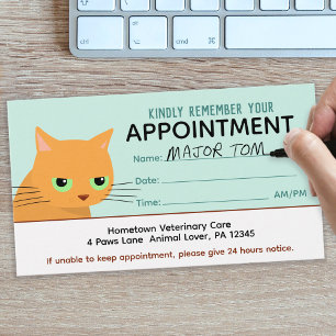 Carte De Visite Rappel de rendez-vous pour les soins pour animaux 