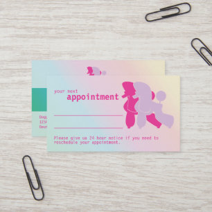 Carte De Visite Rappel de rendez-vous pour Poodle Rose et Pink En