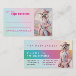 Carte De Visite Rappel de rendez-vous pour Poodle rose et rose Ent