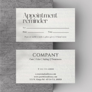 Carte De Visite Rappel de rendez-vous simple