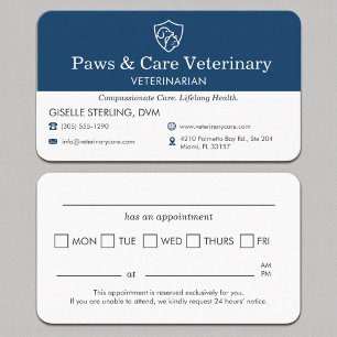 Carte De Visite Rappel de visite de l'animal de compagnie au cabin