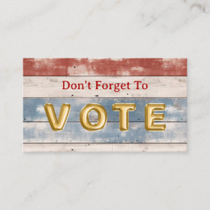 Carte De Visite Rappel de vote en planche de bois Americana rustiq