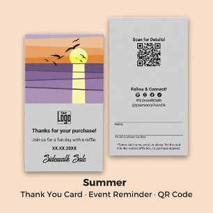 Carte De Visite Rappel d'événement · Code QR · Merci d'été