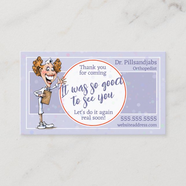Carte De Visite Rappel drôle de rendez-vous Médicale Bonne infirmi (Devant)