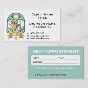 Carte De Visite Rappels de rendez-vous et vétérinaire personnalisé
