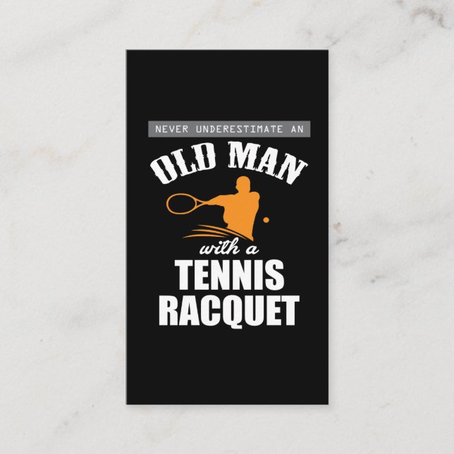 Carte De Visite Raquette de tennis drôle de vieil homme de cadeau (Devant)