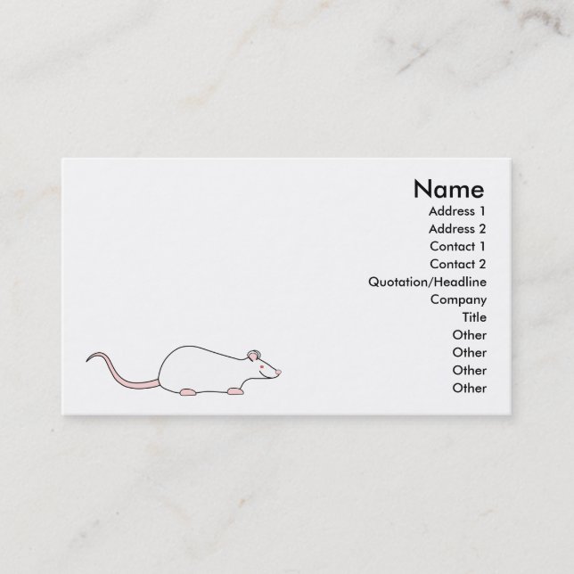Carte De Visite Rat blanc d'animal familier albinos (Devant)