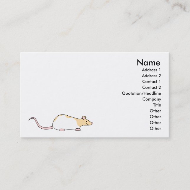 Carte De Visite Rat d'animal familier. Faon et varié à capuchon (Devant)