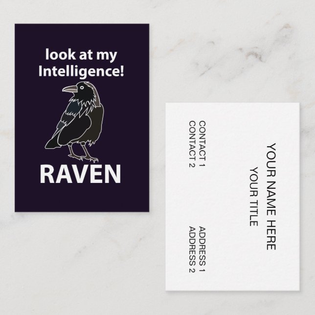 Carte De Visite Raven Regarde Mon Corbeau D'Intelligence (Devant / Derrière)