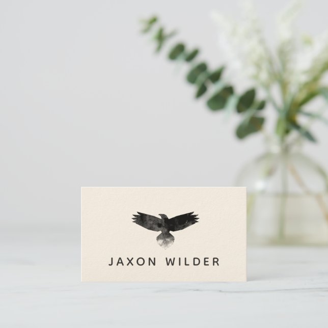 Carte De Visite Raven Smoke Nuage Aquarelle Minimale Rustique (Debout devant)