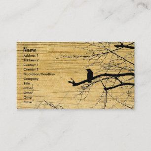 Carte De Visite Raven sur l'arbre avec l'arrière - plan en bois