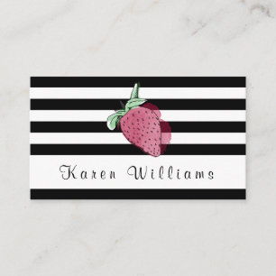 Carte de visite rayé de logo de fraise