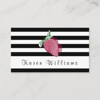 Carte de visite rayé de logo de fraise