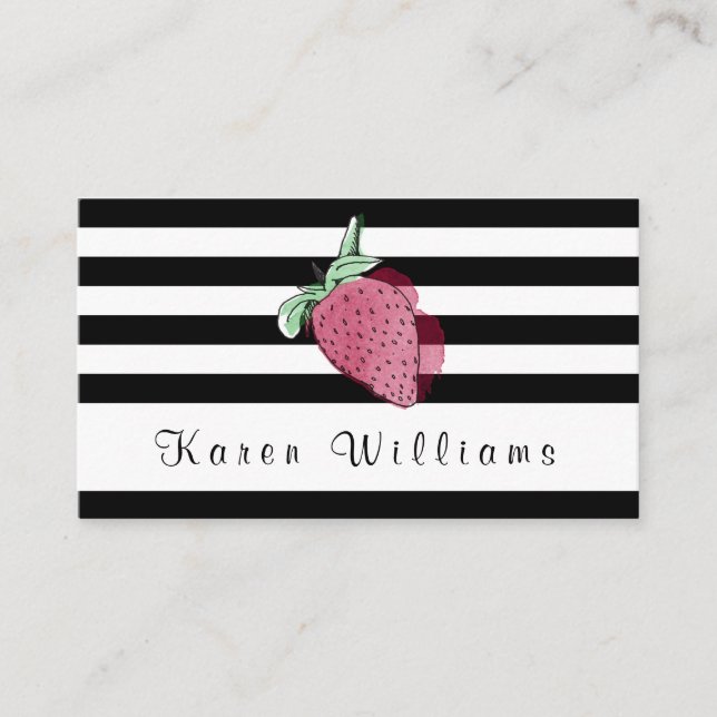 Carte de visite rayé de logo de fraise (Devant)