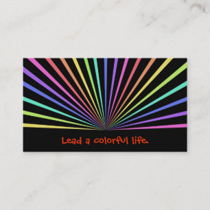 Carte De Visite Rayons colorés d'arc-en-ciel sur le noir