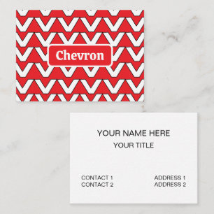 Carte De Visite Rayure Chevron Rouge Blanc