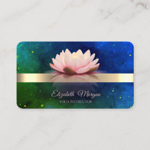 Carte De Visite Rayure d'Or, Étoiles, Yoga de la Fleur de Lotus