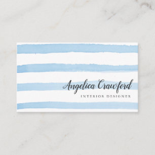 Carte De Visite Rayures bleues d'aquarelle