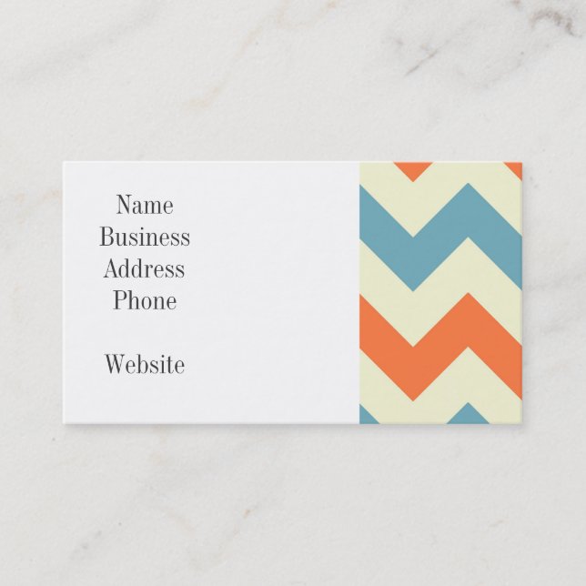 Carte De Visite Rayures bleues et oranges en pastel de Chevron (Devant)