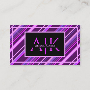 Carte De Visite Rayures de lilas violet Design dynamique élégant