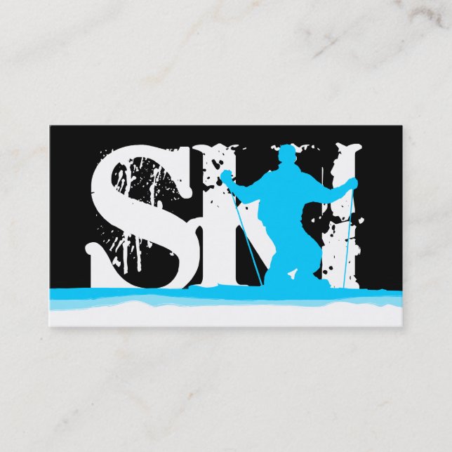 Carte De Visite rayures inclinées de ski (Devant)