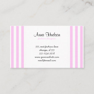 Carte De Visite Rayures (lignes parallèles) - blanc rose