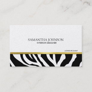 Carte De Visite Rayures modernes et élégantes de zèbre de noir et