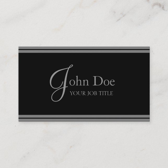 Carte De Visite Rayures noires de YourJobTitle/argentées élégantes (Devant)