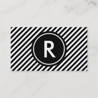 Carte De Visite Rayures noires et blanches diagonales avec le